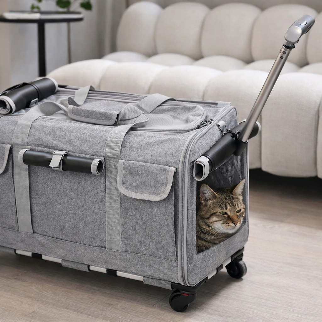 Sac de transport pour chat à roulettes – style valise, pratique