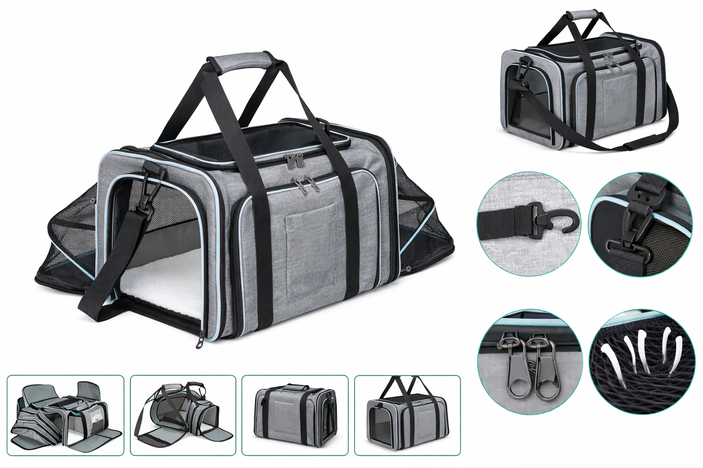 Sac de transport extensible pour chat – imperméable et respirant