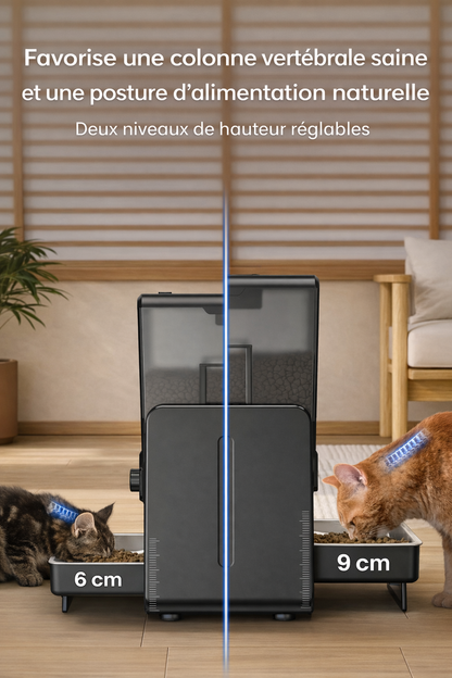 Distributeur automatique de croquettes double – programmation manuelle | Elégance Féline