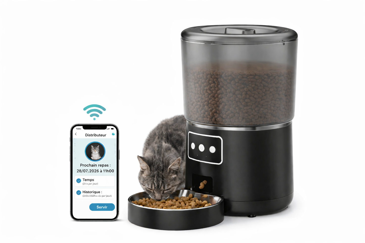 Distributeur de croquettes connecté 4L | Elégance Féline