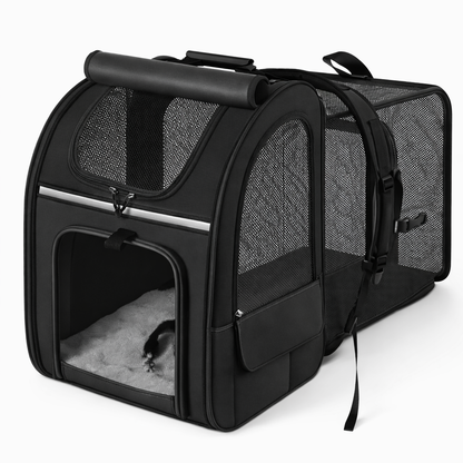 Sac à dos de transport extensible pour chat et petit chien – respirant