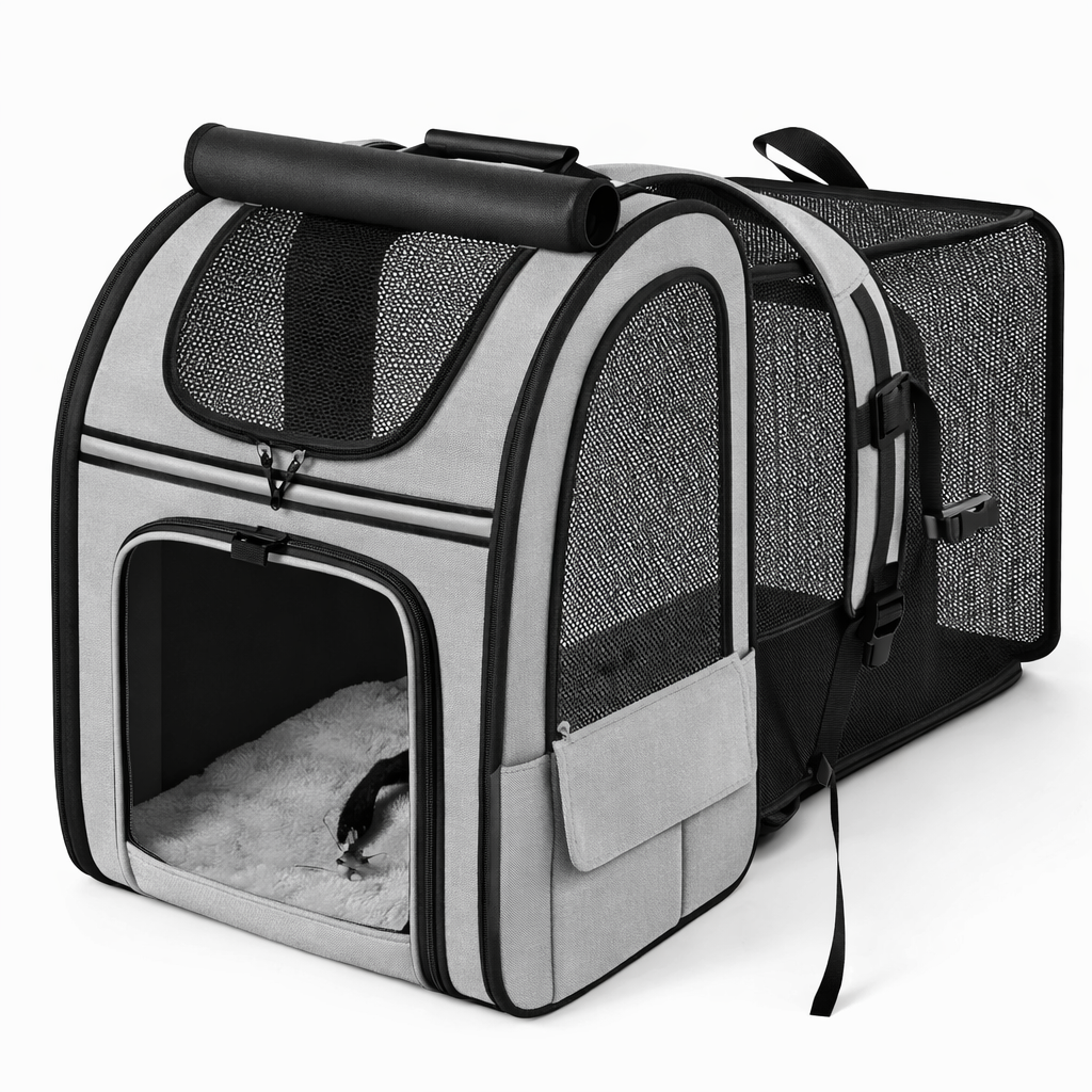 Sac à dos de transport extensible pour chat et petit chien – respirant