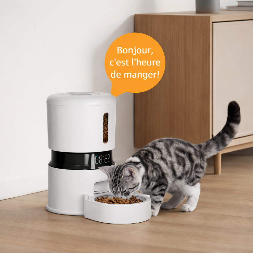 Distributeur automatique de croquettes 4L à écran tactile | Elégance Féline