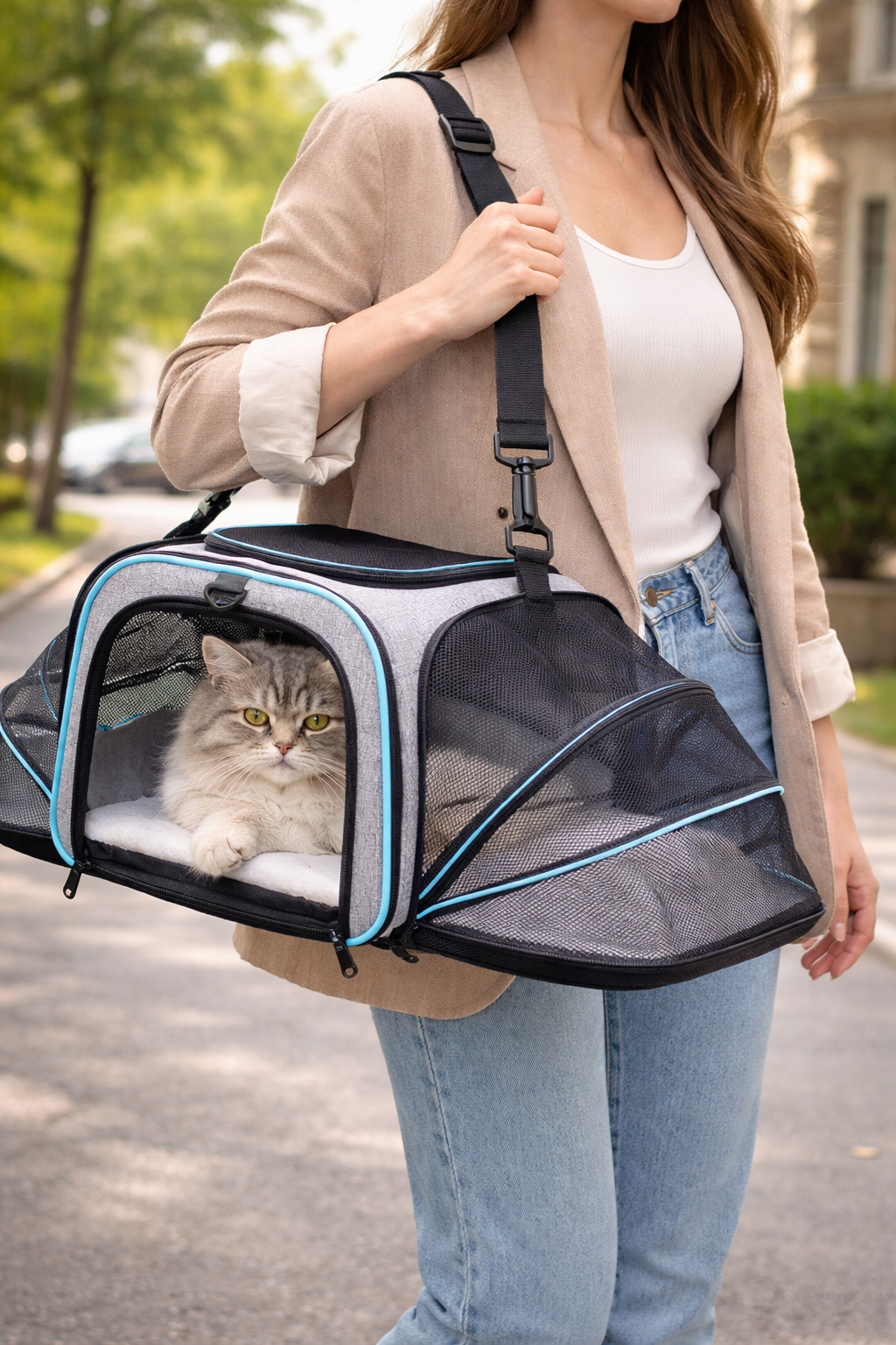 Sac de transport extensible pour chat – imperméable et respirant